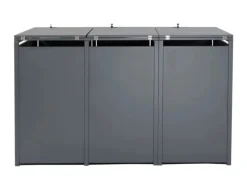 XL Mülltonnenverkleidung J81 3er/6er Kirsche-Holzoptik Dunkelbraun 117x215x98cm*MCW Online