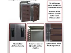 MCW Mülltonnenboxen|XL Mülltonnenverkleidung K14 2er/4er Anthrazit 117x144x102cm