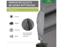 Mehr Garten Schutzhüllen|Premium Schutzhülle für Ampelschirm Gestell Gebogen 270 cm x 40 84 60 cm für Schirme Rund bis Ø 400 cm Eckig bis 350 x 350 cm