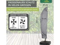 Mehr Garten Schutzhüllen|Premium Schutzhülle für Ampelschirm Gestell Gebogen 270 cm x 40 84 60 cm für Schirme Rund bis Ø 400 cm Eckig bis 350 x 350 cm