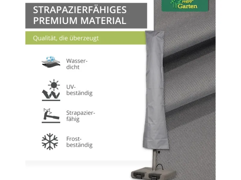 Premium Sonnenschirmhülle 240 cm x 35 60 cm für Schirme Rund bis Ø 450 cm Eckig bis 320 x 320 cm*Mehr Garten