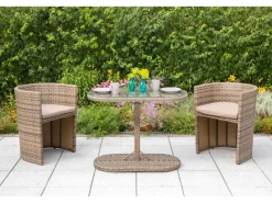 Ancona Gartenmöbel-Set 3-tlg. Stahl Kunststoffgeflecht*Merxx Best