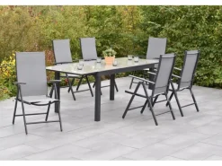 Merxx Lounge-Gartenmöbel|Gartenmöbel-Sets|Gartenmöbelset Amalfi 7tlg. inkl. Klappsessel u. Tisch