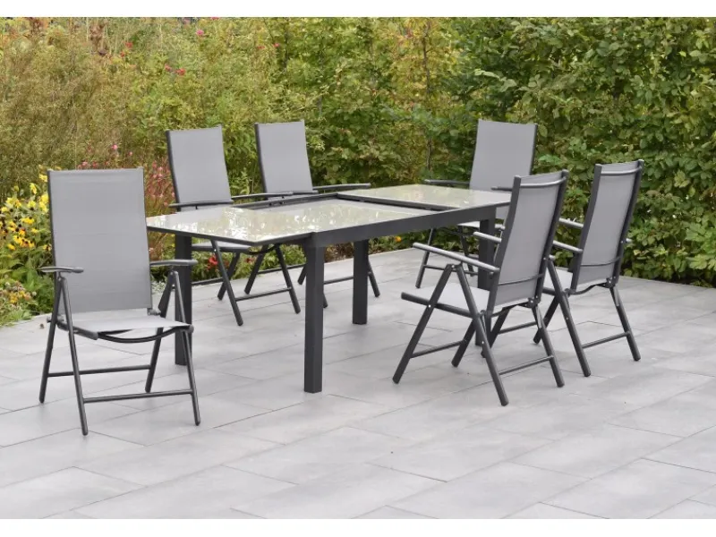 Merxx Lounge-Gartenmöbel|Gartenmöbel-Sets|Gartenmöbelset Amalfi 7tlg. inkl. Klappsessel u. Tisch