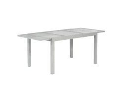 Merxx Gartentische|Gartentisch Ausziehbar 120/180 x 90 cm Silber Aluminium Glas