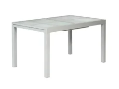 Merxx Gartentische|Gartentisch Ausziehbar 120/180 x 90 cm Silber Aluminium Glas