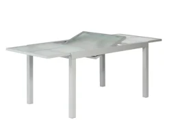 Merxx Gartentische|Gartentisch Ausziehbar 120/180 x 90 cm Silber Aluminium Glas