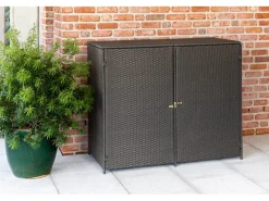 Merxx Mülltonnenboxen|Mülltonnenabdeckung für 2 Mülltonnen Grau