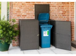 Merxx Mülltonnenboxen|Mülltonnenabdeckung für 2 Mülltonnen Grau