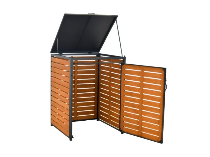 Merxx Mülltonnenboxen|Mülltonnenabdeckung Basis Groß Alu/Akazie