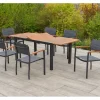 Merxx Balkonmöbel|Gartenmöbel-Sets|Paxos Set 7-tlg. 6 Stapelsessel Gartentisch Ausziehbar Tischplatte Akazie