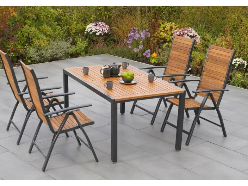 Merxx Gartenmöbel-Sets|Santorin Set 5-tlg. Gartentisch 150 x 90 cm