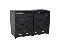 Merxx Mülltonnenboxen|Set Mülltonnenabdeckung Basis mit Anbau Groß Alu/Stahl