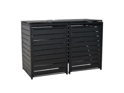 Merxx Mülltonnenboxen|Set Mülltonnenabdeckung Basis mit Anbau Klein Alu/Stahl