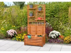 Merxx Auflagenboxen|Sichtschutz Kissenbox u. Ablagefläche Akazienholz geölt