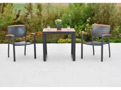 Merxx Balkonmöbel|Gartenmöbel-Sets|Tinos Set 3-tlg. 2 Stapelsessel Balkon-Tisch Ausziehbar 80 (120) x 70 cm