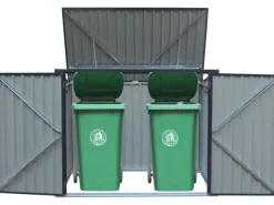 Mülltonnenboxen|Metall Mülltonnenbox Grau für 2 Mülltonnen 240 Liter 131 cm x 172 cm x 100 cm