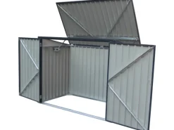 Mülltonnenboxen|Metall Mülltonnenbox Grau für 2 Mülltonnen 240 Liter 131 cm x 172 cm x 100 cm