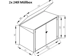 Mülltonnenboxen|Metall Mülltonnenbox Grau für 2 Mülltonnen 240 Liter 131 cm x 172 cm x 100 cm