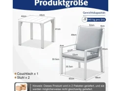 Balkonmöbel|Gartenmöbel-Sets|MeXo Aluminium Balkonmöbel Set Sitzgruppe Kleiner Balkon