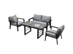 Lounge-Gartenmöbel|MeXo Aluminium Dining Lounge Outdoor mit Esstisch für 4 Personen
