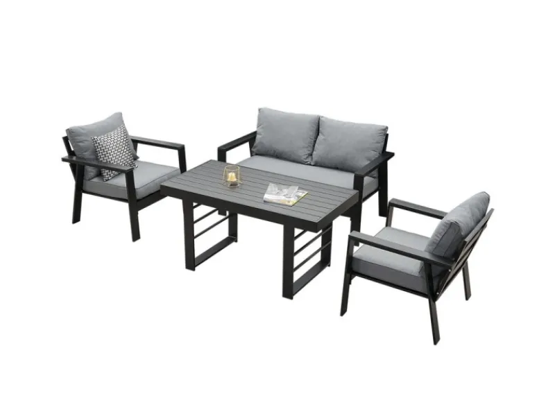 Lounge-Gartenmöbel|MeXo Aluminium Dining Lounge Outdoor mit Esstisch für 4 Personen