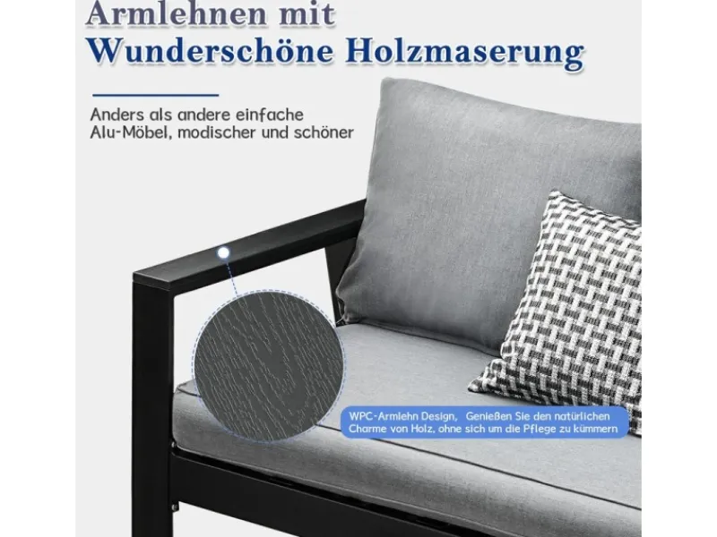 Lounge-Gartenmöbel|MeXo Aluminium Dining Lounge Outdoor mit Esstisch für 4 Personen