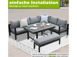 Lounge-Gartenmöbel|Gartenmöbel-Sets|MeXo Aluminium Lounge-Set mit Esstisch für 8 Personen