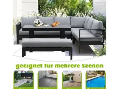 Lounge-Gartenmöbel|Gartenmöbel-Sets|MeXo Aluminium Lounge-Set mit Esstisch für 8 Personen