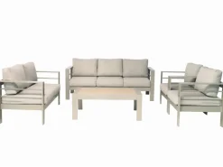 Lounge-Gartenmöbel|MeXo Gartenmöbel Set aus Aluminium Loungeset für 7 Personen Beige