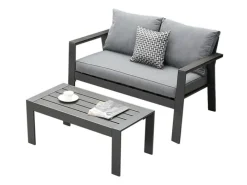 Lounge-Gartenmöbel|MeXo Hochlehner Gartenlounge Set Aluminium Balkonsofa 2 Sitzer