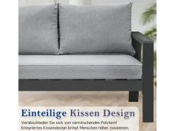 Lounge-Gartenmöbel|MeXo Hochlehner Gartenlounge Set Aluminium Balkonsofa 2 Sitzer