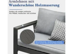 Lounge-Gartenmöbel|MeXo Hochlehner Gartenlounge Set Aluminium Balkonsofa 2 Sitzer