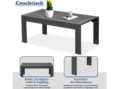 Lounge-Gartenmöbel|MeXo Hochlehner Gartenlounge Set Aluminium Balkonsofa 2 Sitzer