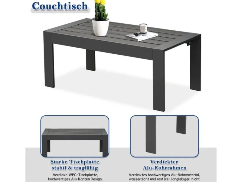 Lounge-Gartenmöbel|MeXo Hochlehner Gartenlounge Set Aluminium Balkonsofa 2 Sitzer