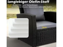 Lounge-Gartenmöbel|Gartenmöbel-Sets|MeXo Poly Rattan Balkonmöbel Set für 4 Personen