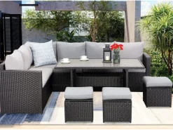 MeXo XXL Gartenlounge Set aus Polyrattan mit Esstisch für 8 Personen* Discount