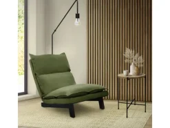 ML-Design Sitzkissen|Bodenstuhl mit Rückenlehne Grün Leinenbezug Stahlgestell