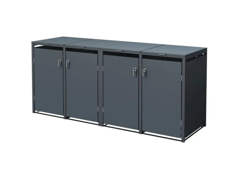 ML-Design Mülltonnenboxen|Mülltonnenbox 4Er 240L 264x80x116,3 cm Stahl