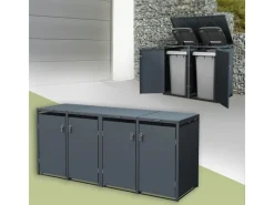 ML-Design Mülltonnenboxen|Mülltonnenbox 4Er 240L 264x80x116,3 cm Stahl