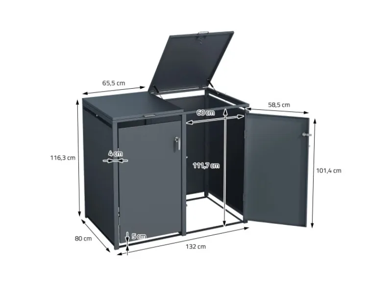 ML-Design Mülltonnenboxen|Mülltonnenbox 4Er 240L 264x80x116,3 cm Stahl