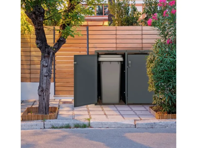 ML-Design Mülltonnenboxen|Mülltonnenbox 4Er 240L 264x80x116,3 cm Stahl