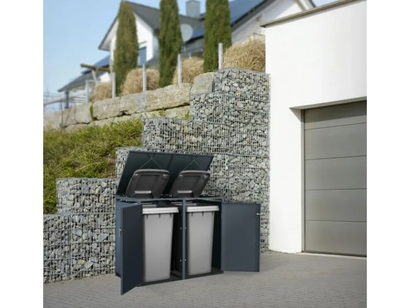 ML-Design Mülltonnenboxen|Mülltonnenbox 4Er 240L 264x80x116,3 cm Stahl