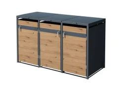 ML-Design Mülltonnenboxen|Mülltonnenbox 3Er 200x80x116,3cm 240L noptik
