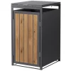 Mülltonnenbox 1Er 240L Anthrazit-Holzoptik aus Stahl*ML-Design