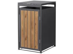 Mülltonnenbox 1Er 240L Anthrazit-Holzoptik aus Stahl*ML-Design