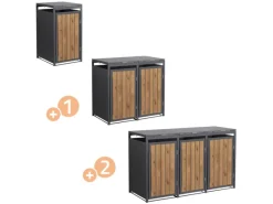 Mülltonnenbox 1Er 240L Anthrazit-Holzoptik aus Stahl*ML-Design