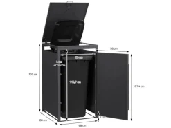 Mülltonnenbox 1Er 240L Anthrazit-Holzoptik aus Stahl*ML-Design