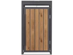 Mülltonnenbox 1Er 240L Anthrazit-Holzoptik aus Stahl*ML-Design