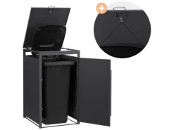 Mülltonnenbox 1Er 240L Anthrazit-Holzoptik aus Stahl*ML-Design